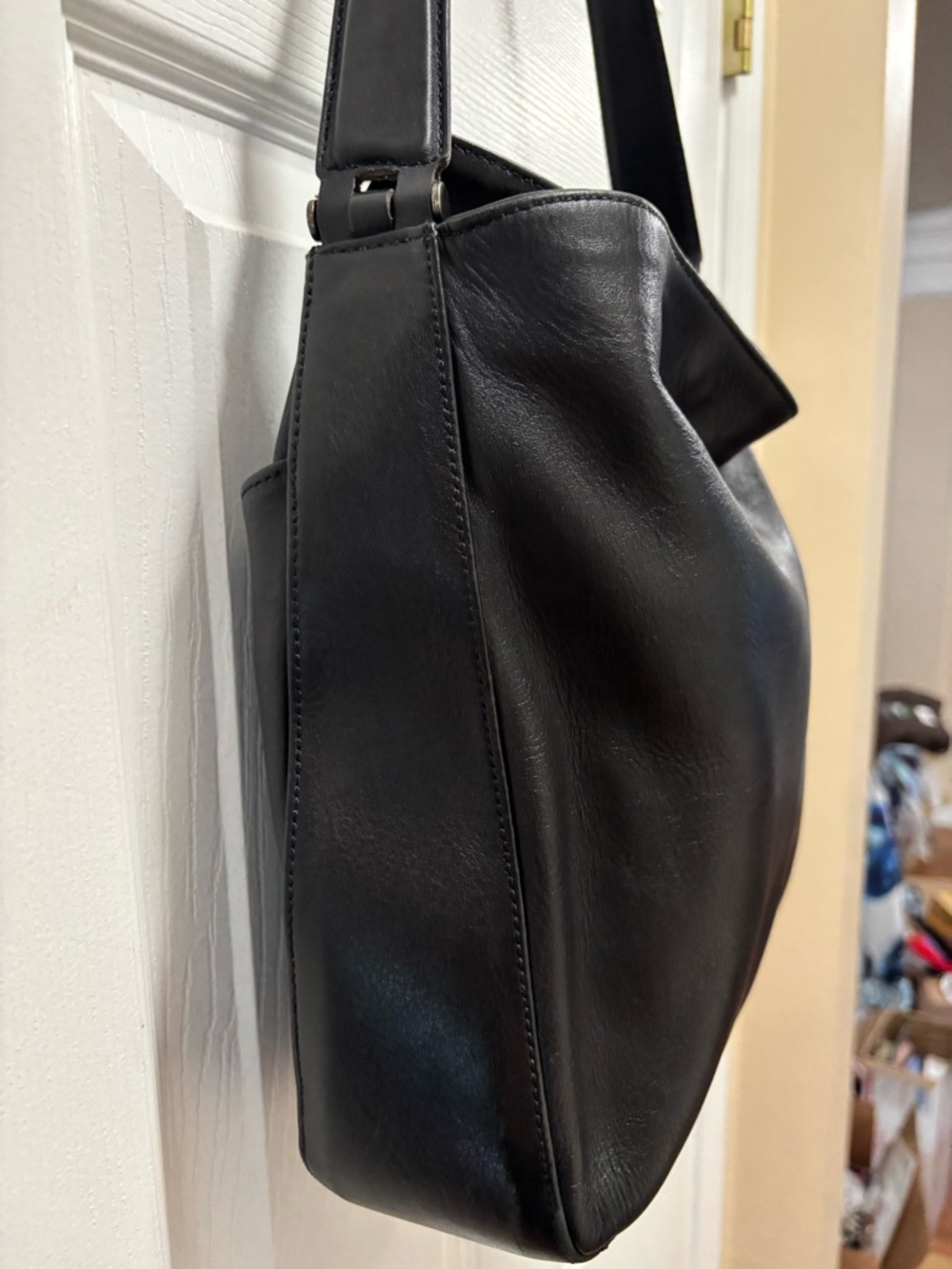 Coach VINTAGE F0D-9180 Whitney MADE IN USA Black Glove Tanned Leather Hobo EUC - Picture 8 of 16